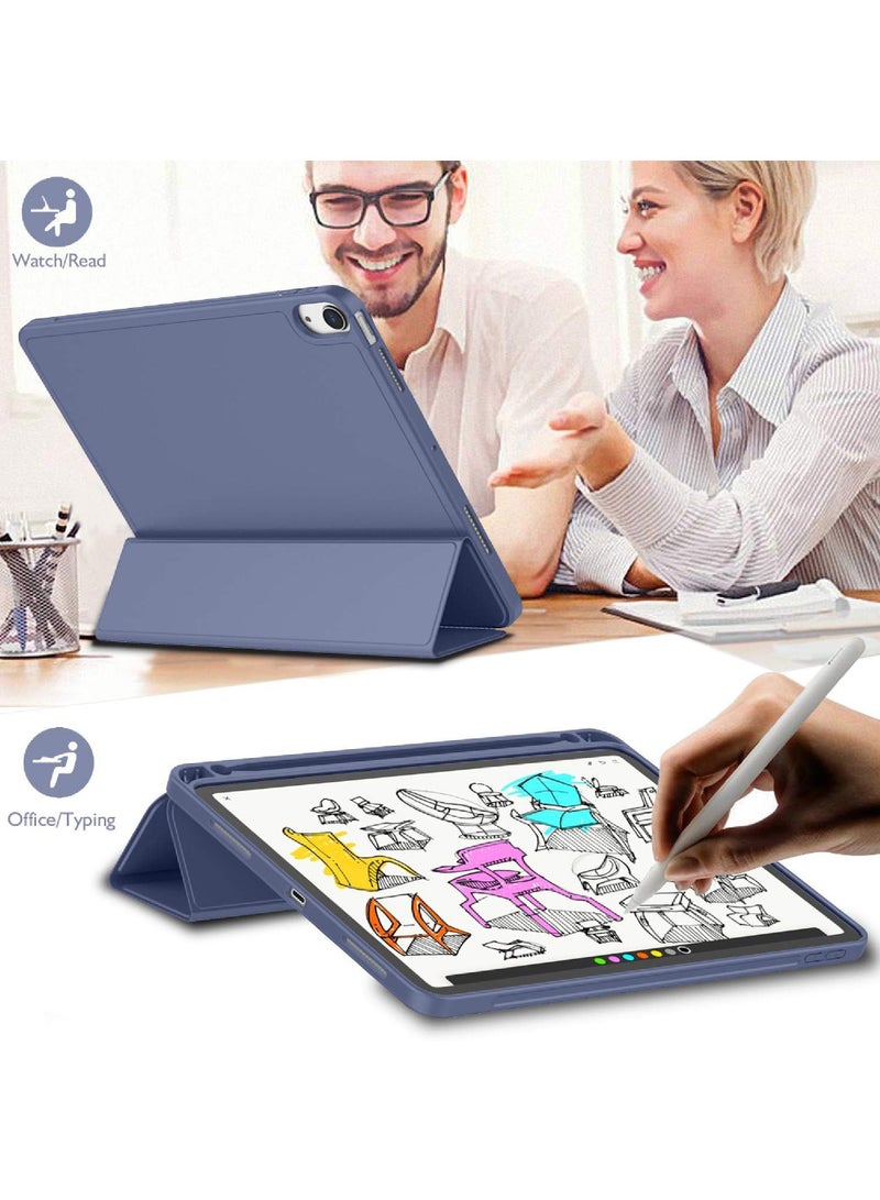 حافظة لجهاز iPad Air مقاس 11 بوصة M2 (2024)، iPad Air 5/4 (2022/2020 الجيل الخامس/الرابع مقاس 10.9 بوصة) مع حامل قلم، غطاء رفيع للكمبيوتر اللوحي مع ظهر ناعم من مادة TPU، خاصية الإيقاظ/النوم التلقائي - Image 3